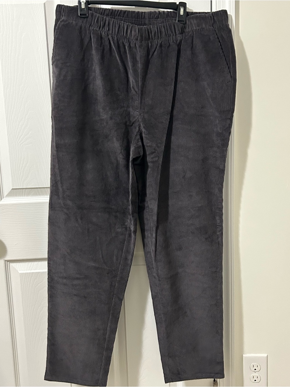Denim & Company Gray Corduroy Elastic-Waist Pants Women's 1X